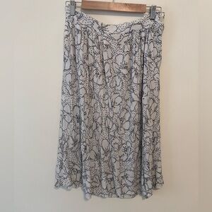 VTG 80s Floral Polka Dot Abstract Pleated Midi Skirt Sz. 12 Rayon Cottagecore